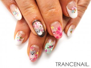 桜×ワンちゃんネイル