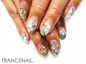 桜×グリーンネイル